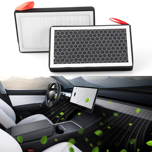 2017-2026 Tesla Model 3 & 2020-2026 Model Y HEPA Cabin Air Filter - Activated Carbon 2PCS | BASENOR