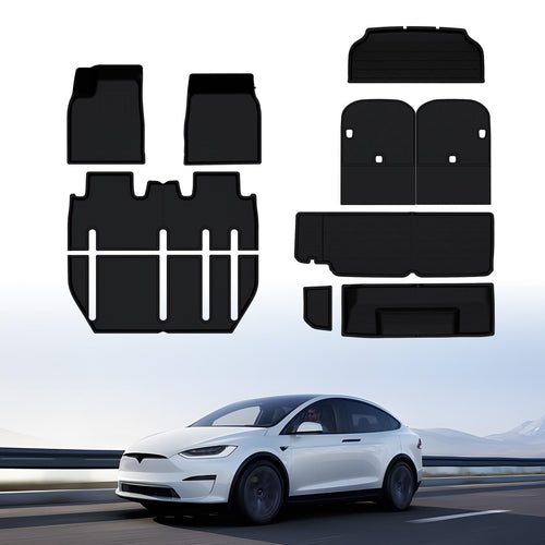 2022-2026 Tesla Model X 7-Seat Floor Mats 10PCS - All Weather XPE Anti-Slip | BASENOR